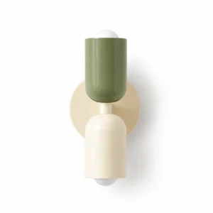 Green and Cream Double Wall Sconce — main view on white