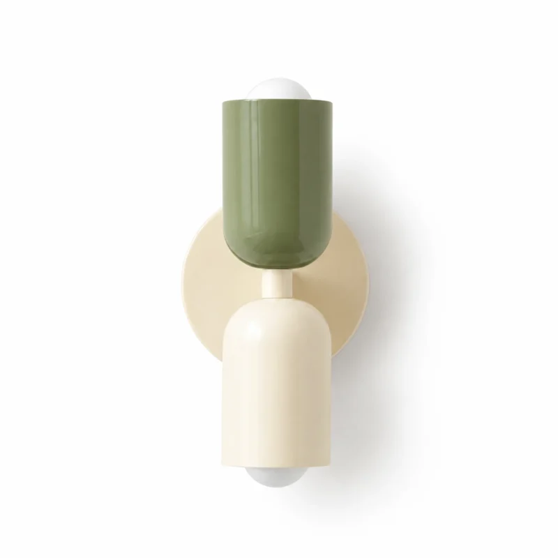 Green and Cream Double Wall Sconce Green and Cream Double Wall Sconce — main view on white