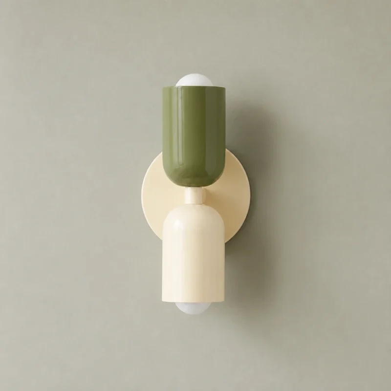Green and Cream Double Wall Sconce — complete fixture in an interior setting