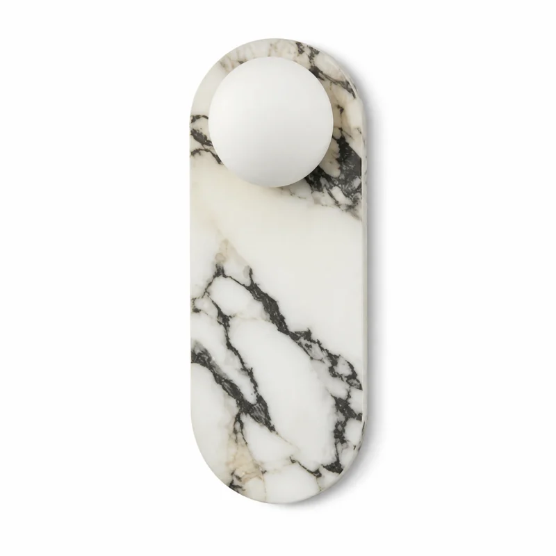 Marble and Opal Glass Wall Sconce, One Globe Marble and Opal Glass Wall Sconce, One Globe — main view on white