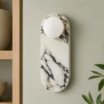 Marble and Opal Glass Wall Sconce, One Globe — material and shade detail
