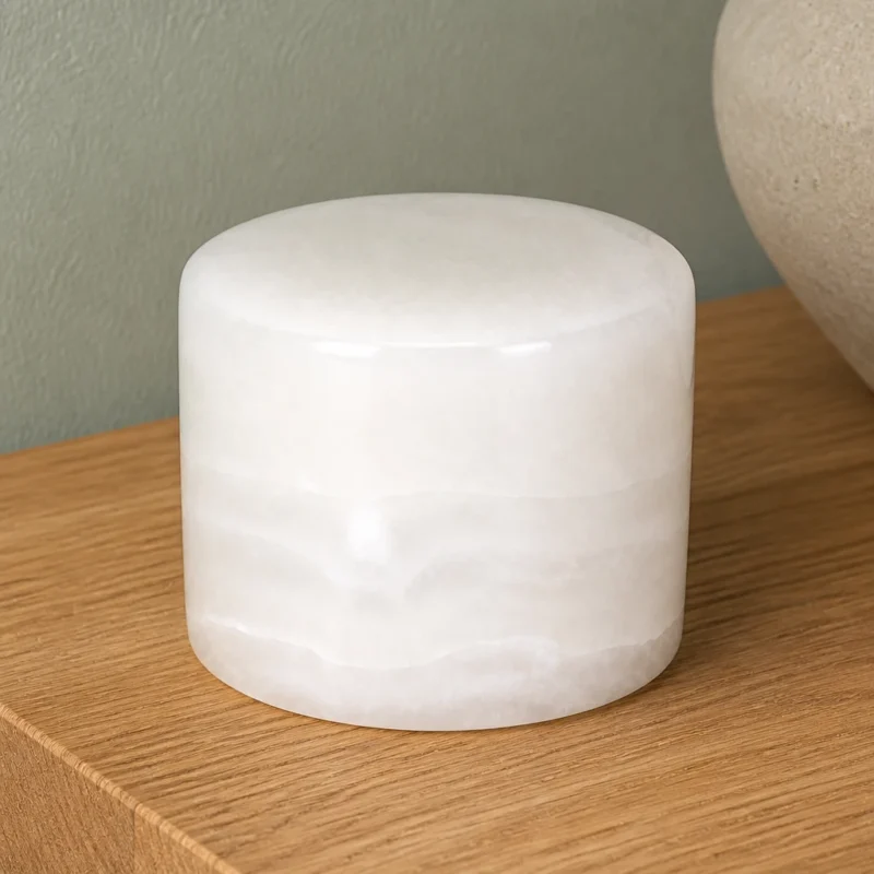 Natural Stone Touch Night Light, White — material and shade detail