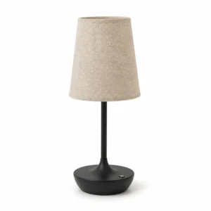 Rechargeable Fabric Shade Table Lamp, Black — main view on white
