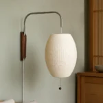 Silk Lantern Swing Arm Wall Light, US Plug — material and shade detail