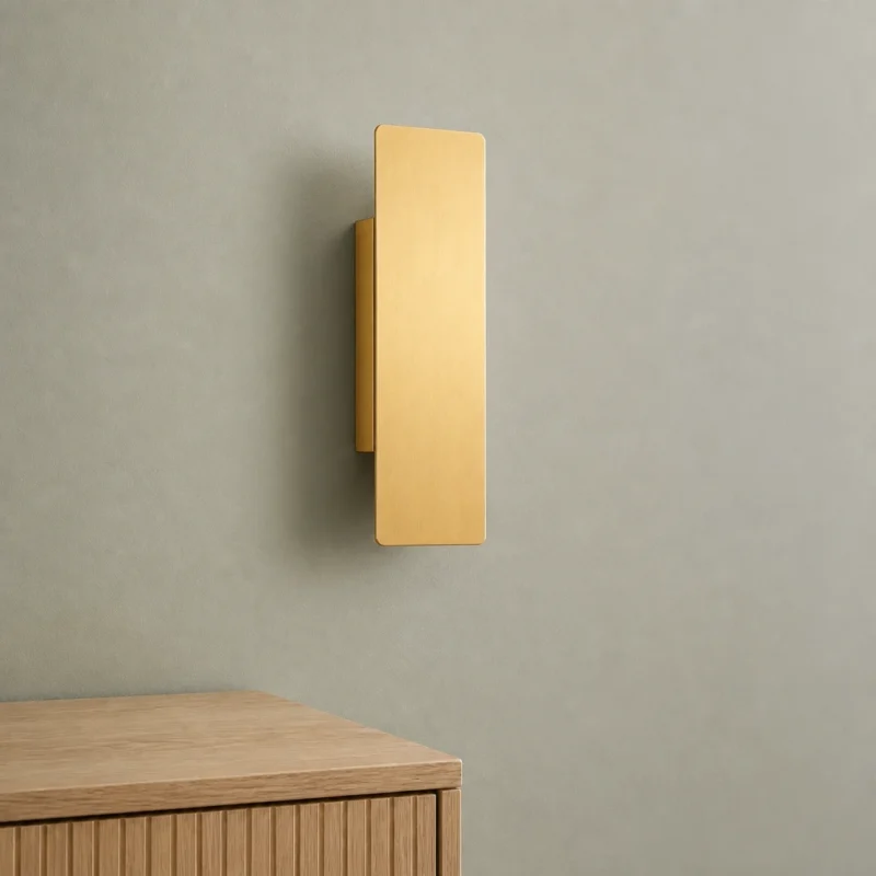 Slim Gold Up and Down LED Wall Light, 6W — complete fixture in an interior setting