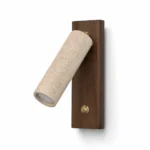 Travertine Reading Wall Light with Walnut Backplate — main view on white
