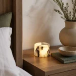 Veined Marble Touch Night Light, Three Light Tones — in an interior setting