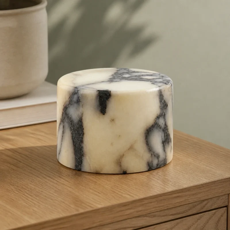 Veined Marble Touch Night Light, Three Light Tones — material and shade detail