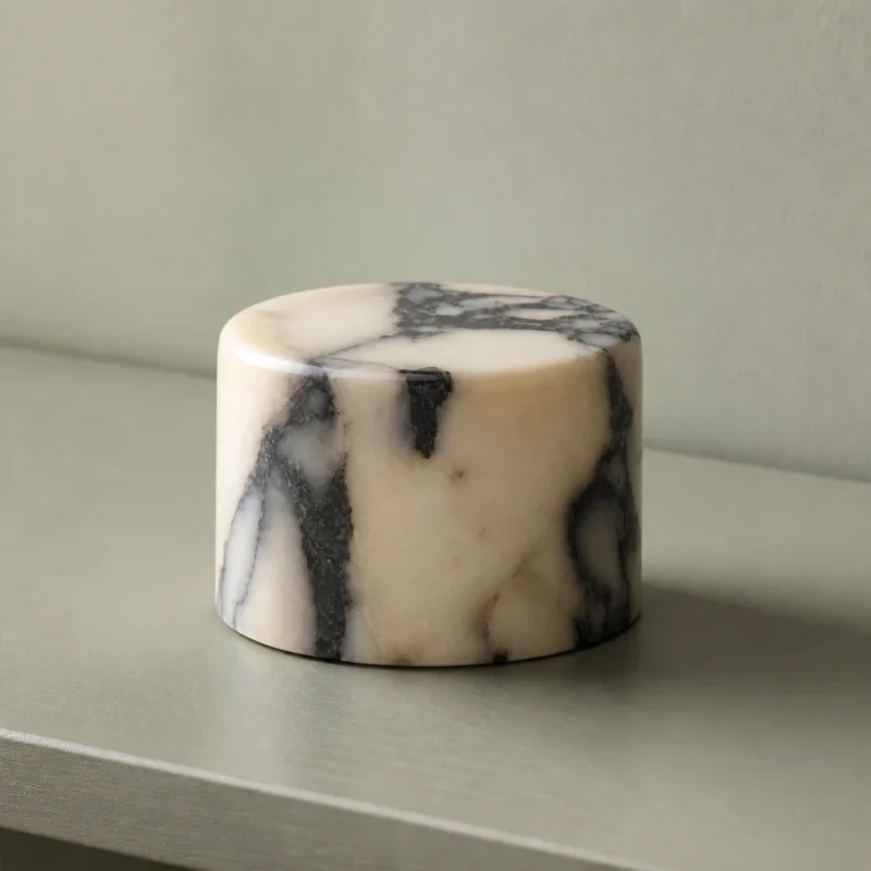Veined Marble Touch Night Light, Three Light Tones — complete fixture in an interior setting