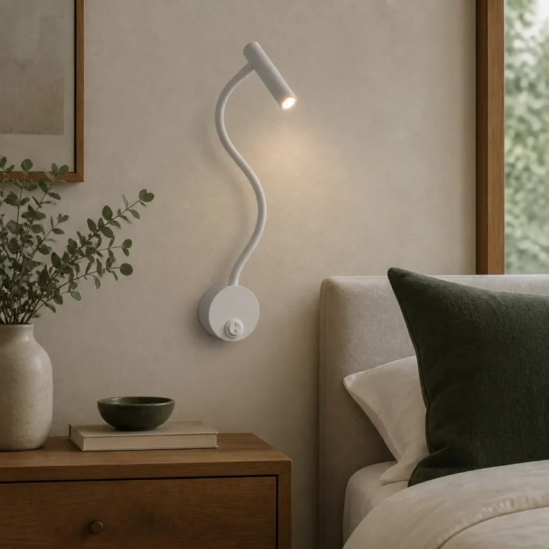White Flexible LED Reading Wall Light, 3W — in an interior setting