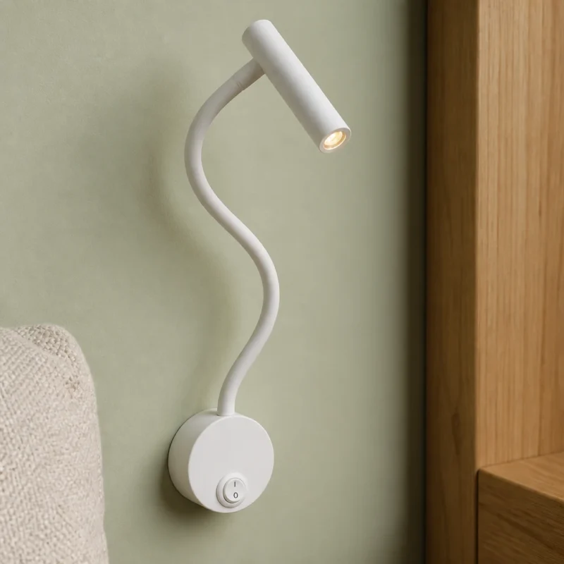White Flexible LED Reading Wall Light, 3W — material and shade detail