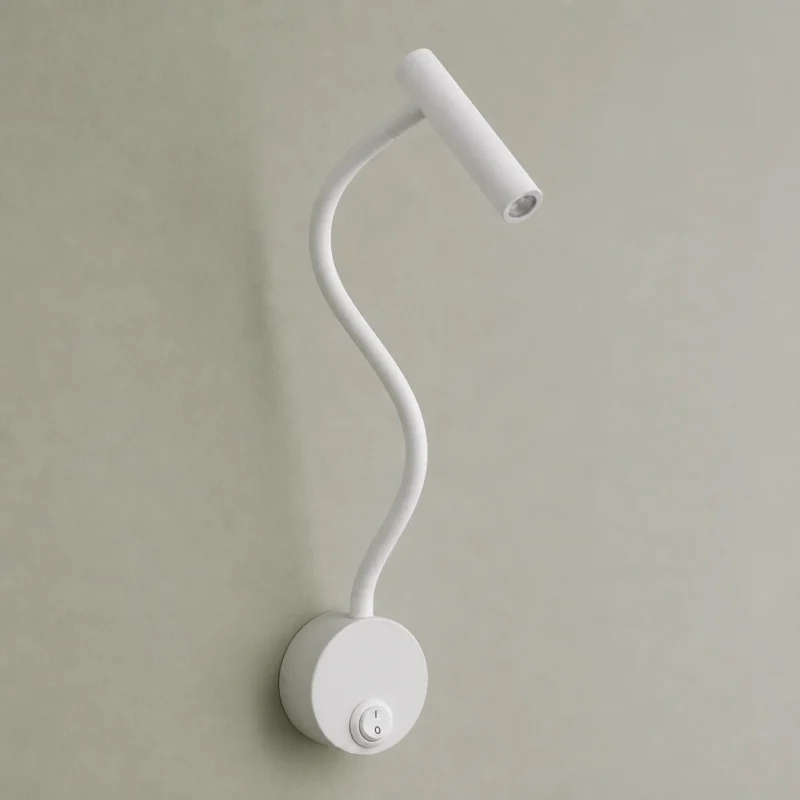 White Flexible LED Reading Wall Light, 3W — complete fixture in an interior setting