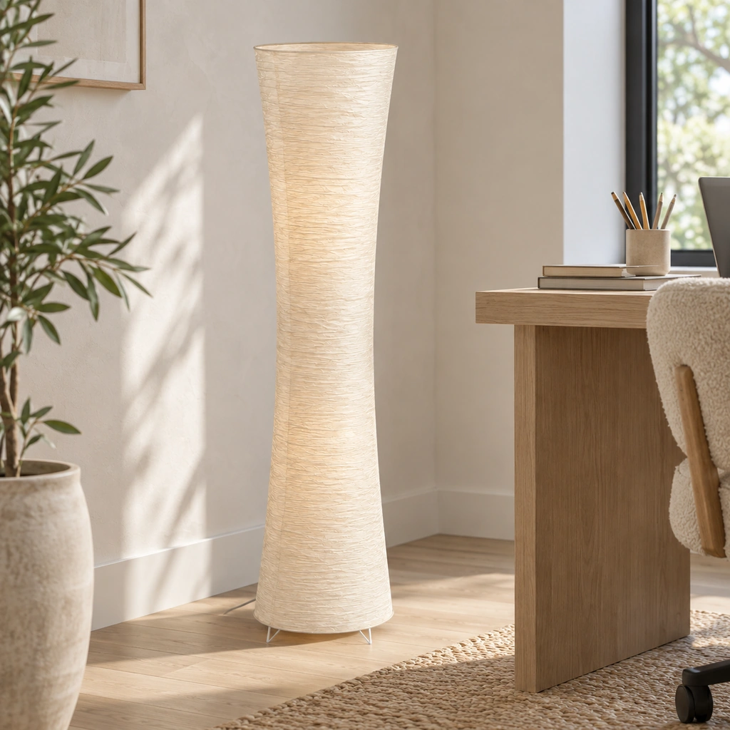 Rice Paper Column Floor Lamp with Remote — Second interior view