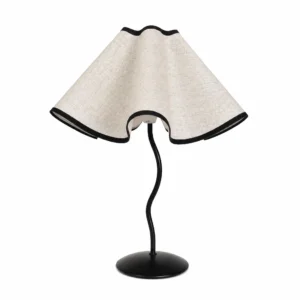 Scalloped Fabric Shade Table Lamp with Wavy Black Stem — White-background main view