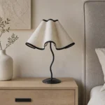 Scalloped Fabric Shade Table Lamp with Wavy Black Stem — Second interior view