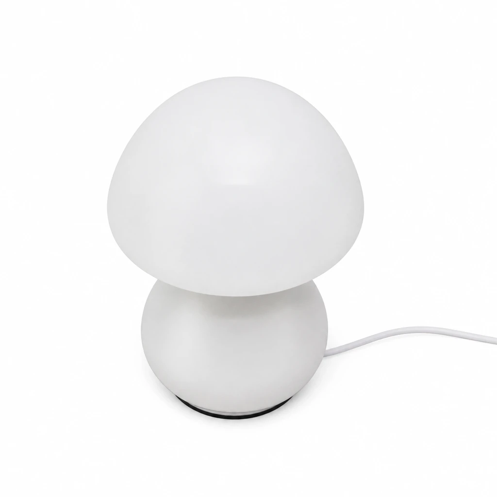 White Mushroom USB Table Lamp — White-background alternate angle