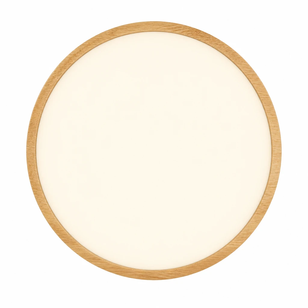 Wood-Grain 24W Slim LED Ceiling Light — White-background alternate angle