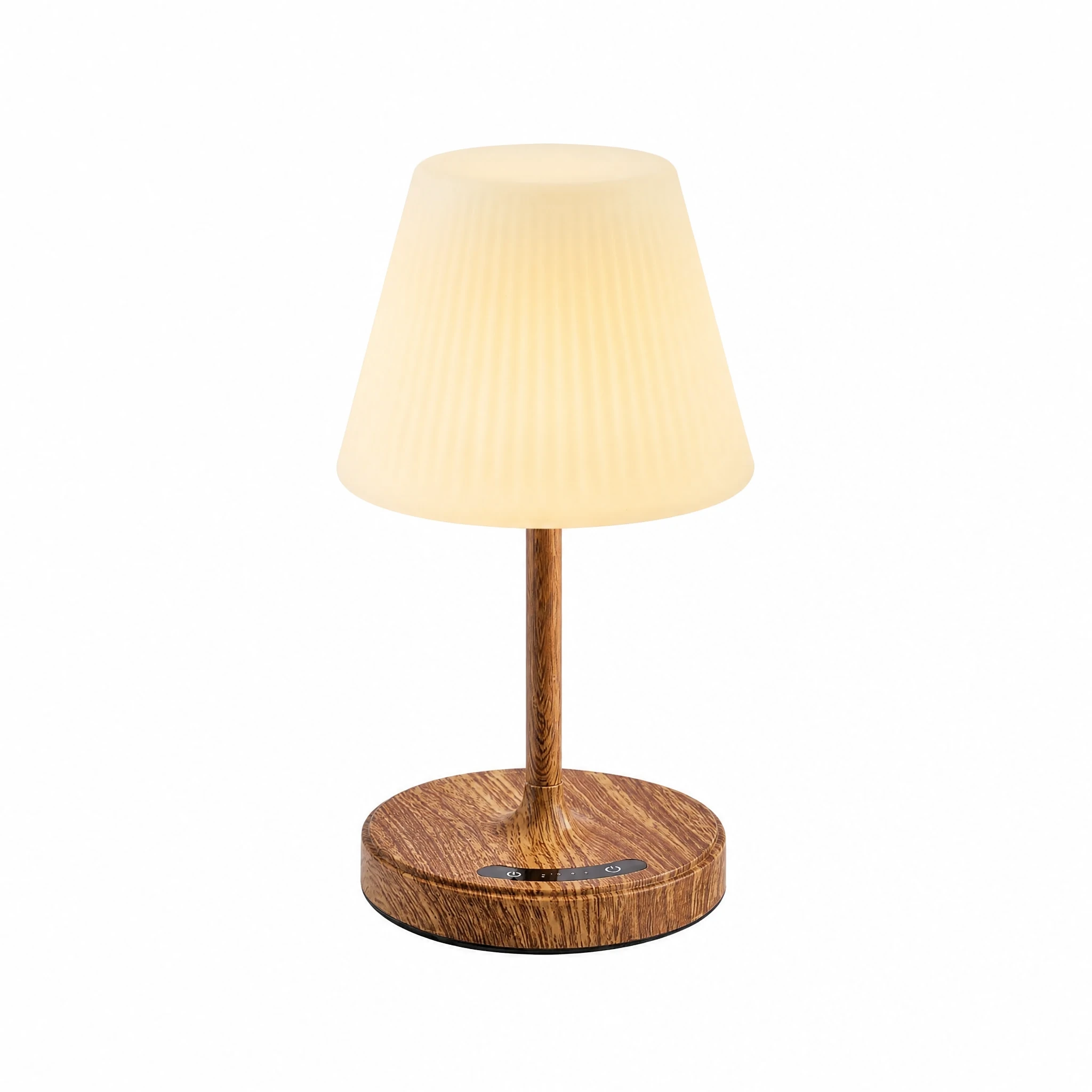 Wood-Grain Rechargeable LED Table Lamp — White-background main view Wood-Grain Rechargeable LED Table Lamp — White-background main view