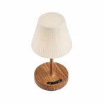Wood-Grain Rechargeable LED Table Lamp — White-background alternate angle