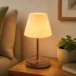 Wood-Grain Rechargeable LED Table Lamp — Interior lifestyle view