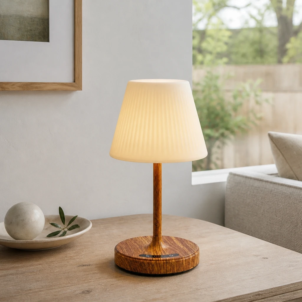 Wood-Grain Rechargeable LED Table Lamp — Second interior view
