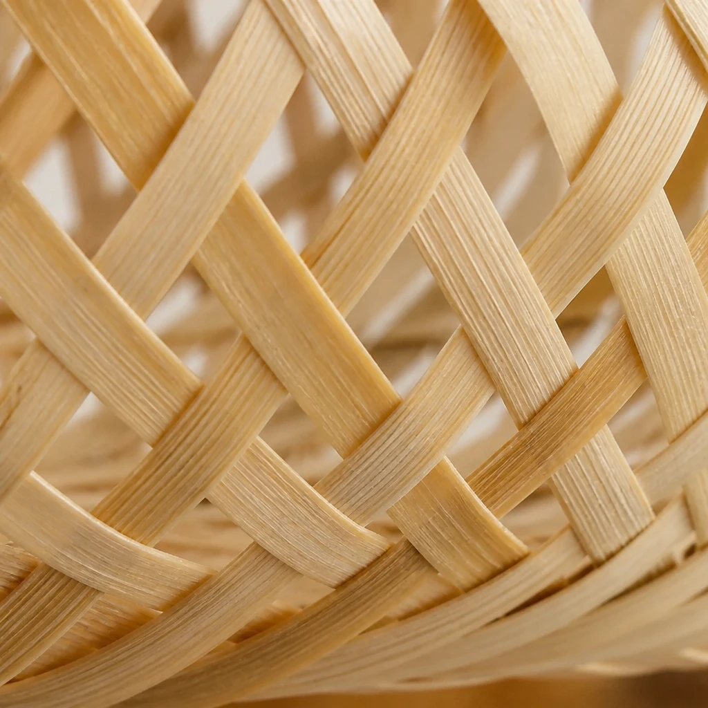Woven Bamboo E26 Flush Mount Ceiling Light — Material and construction detail