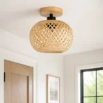 Woven Bamboo E26 Flush Mount Ceiling Light — Second interior view