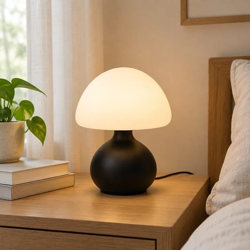 Black Mushroom Table Lamp, Three-Color