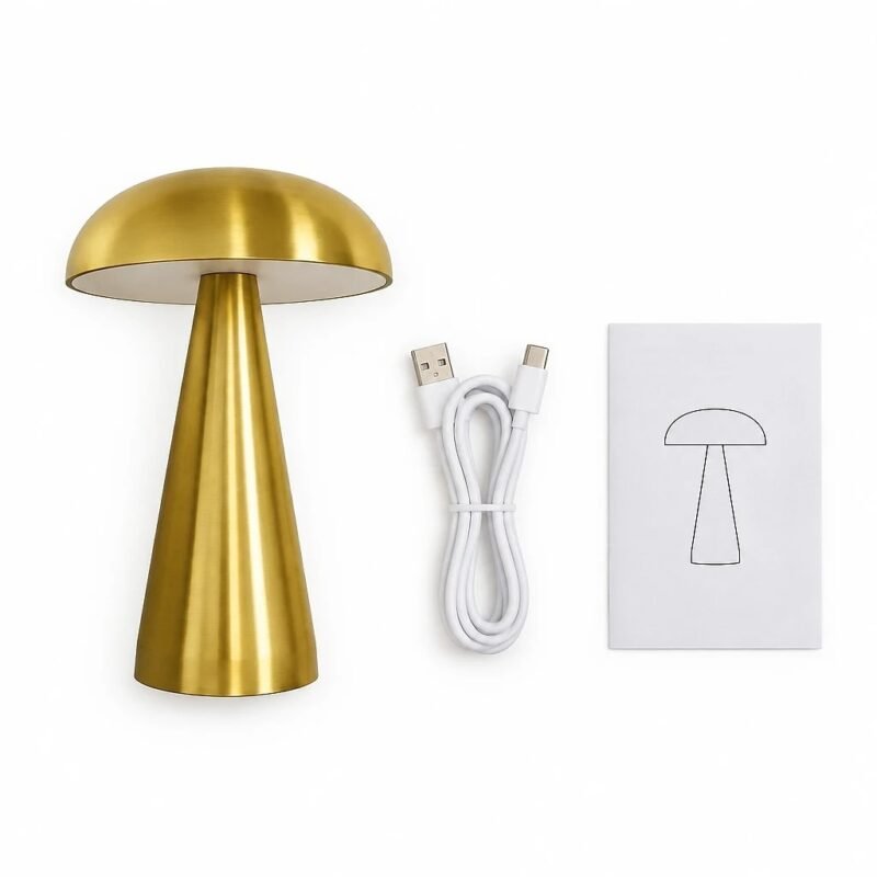 Mushroom LED Table Lamp, Gold