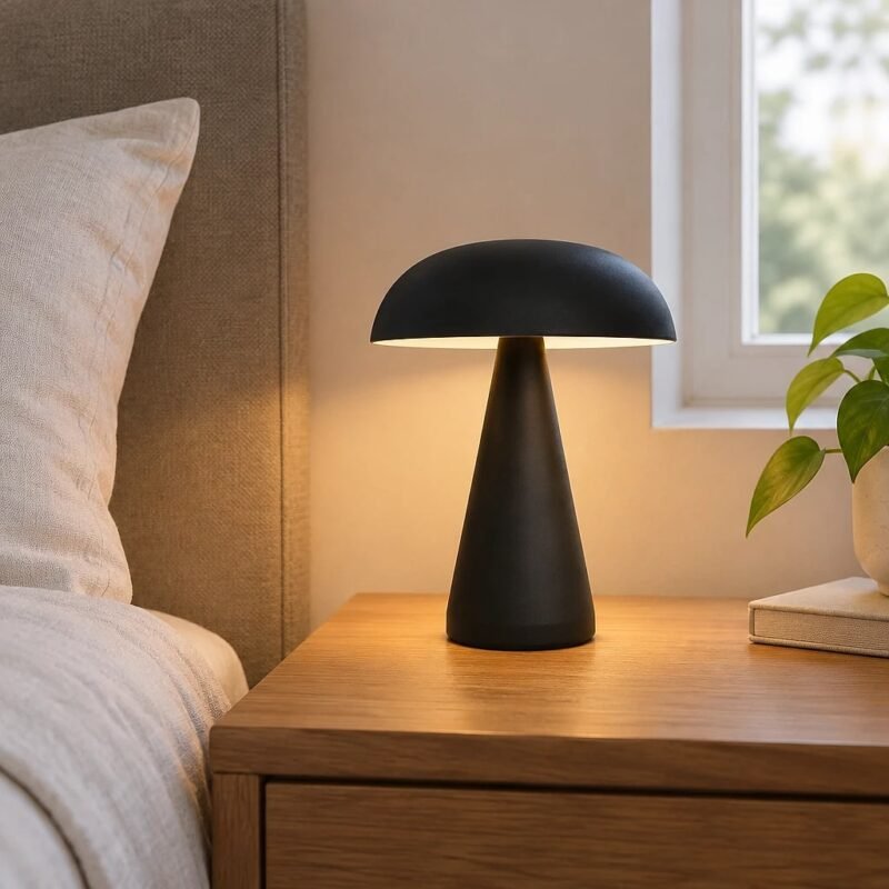 Mushroom Table Lamp, Black