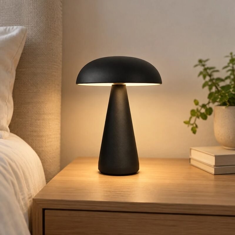 Mushroom Table Lamp, Black