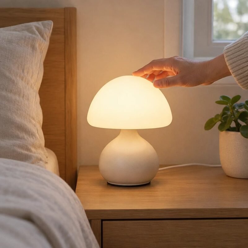 Mushroom Table Lamp, White