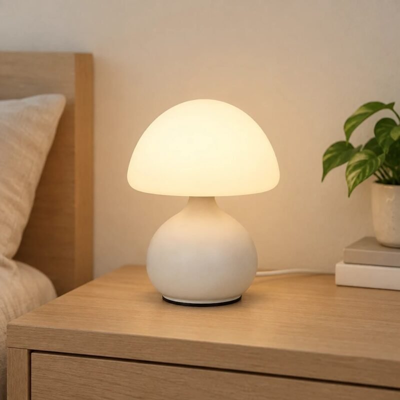 Mushroom Table Lamp, White