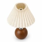 Pleated Fabric Table Lamp, Wood-Grain Base