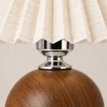Pleated Fabric Table Lamp, Wood-Grain Base