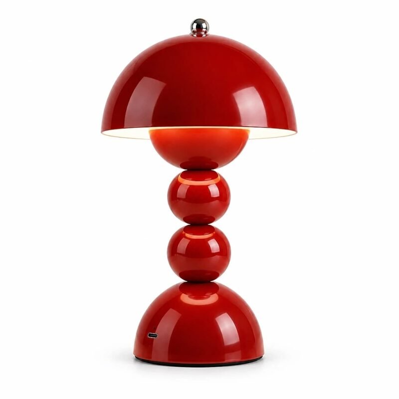 Red Mushroom Table Lamp, Rechargeable