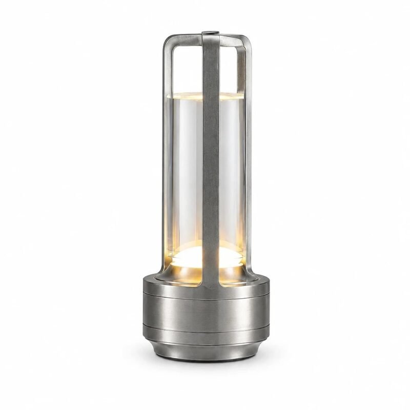 Silver Cordless LED Desk Lamp