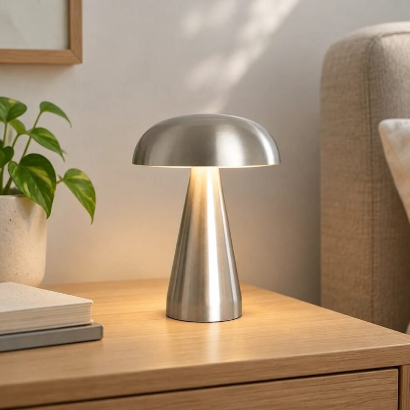 Silver Mushroom LED Table Lamp