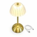 Table Lamp, Gold Ribbed Glass
