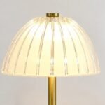 Table Lamp, Gold Ribbed Glass