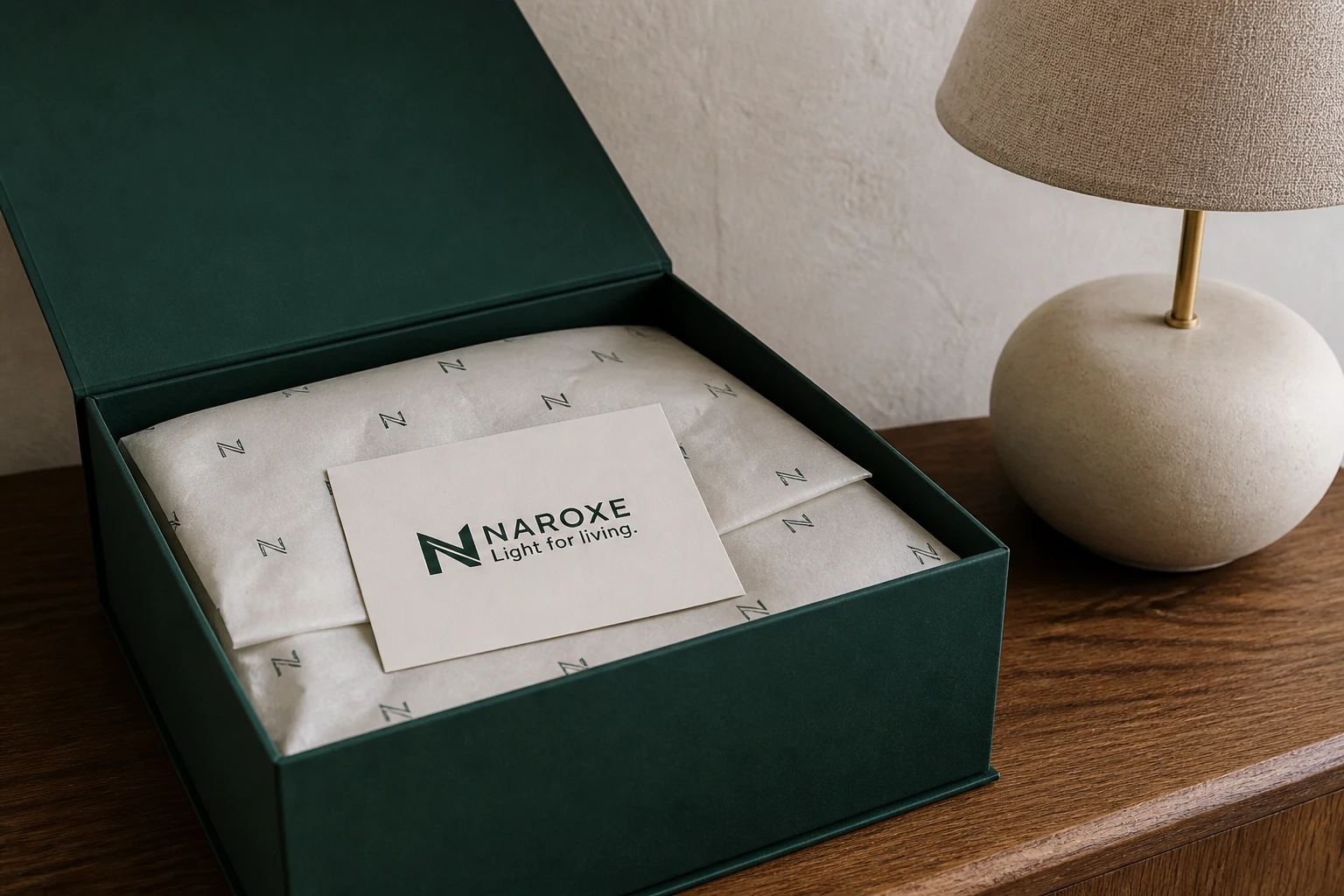 Naroxe packaging unboxing — generated design concept